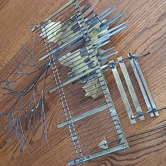 Vintage 1970 Signed Curtis Jere Metal Umbrella Rainy Day Bus Stop Wall Hanging - Picture 14 of 16